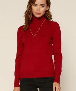 SKIES ARE BLUE Clothing Turtleneck Button Sleeve Top