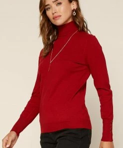 SKIES ARE BLUE Clothing Turtleneck Button Sleeve Top 8 SKIES ARE BLUE Clothing Turtleneck Button Sleeve Top