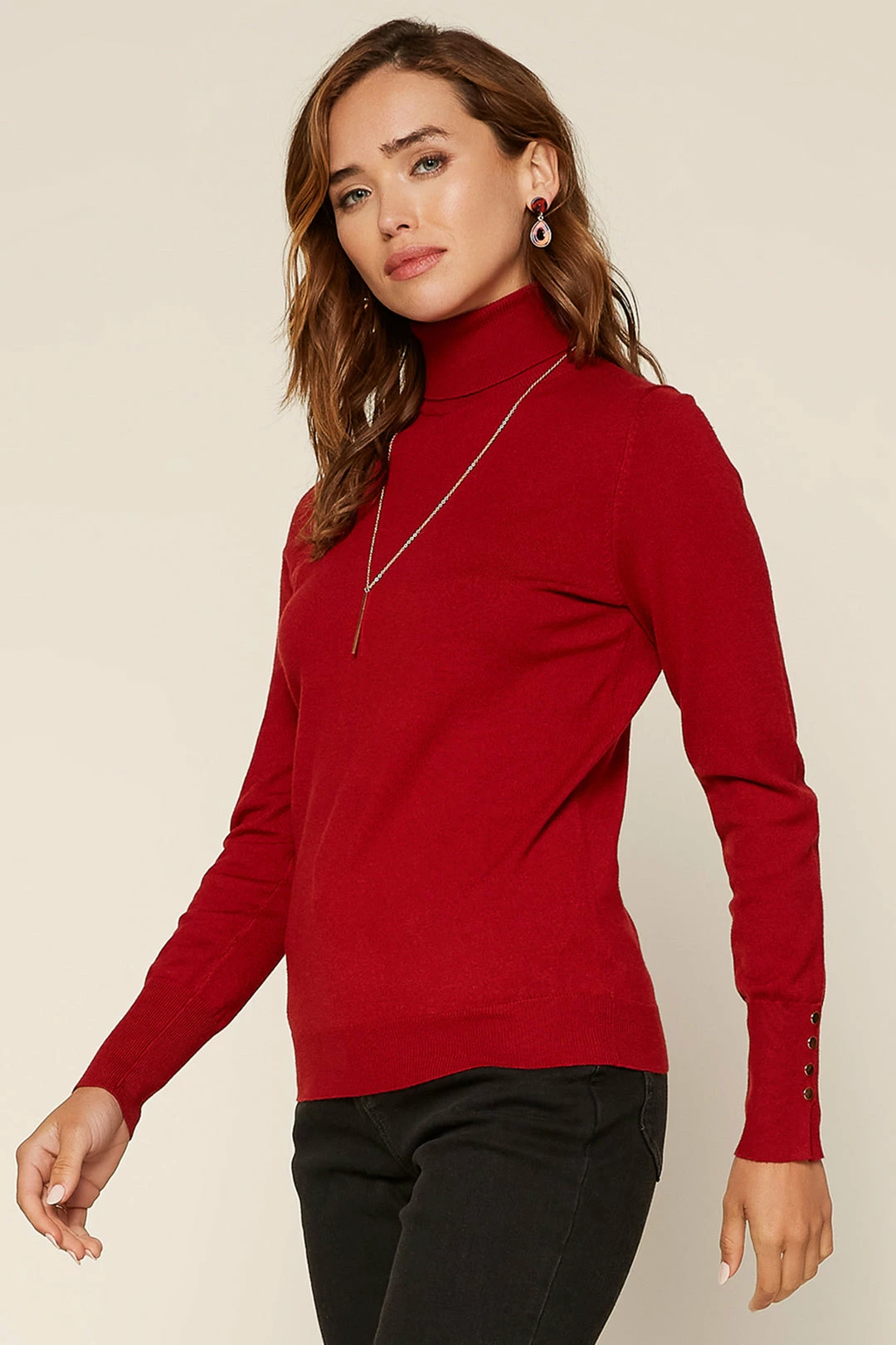 SKIES ARE BLUE Clothing Turtleneck Button Sleeve Top 5 SKIES ARE BLUE Clothing Turtleneck Button Sleeve Top