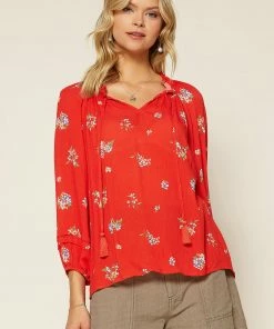 SKIES ARE BLUE Clothing Floral Long Sleeve Blouse