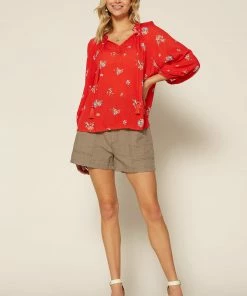 SKIES ARE BLUE Clothing Floral Long Sleeve Blouse