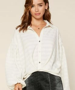 SKIES ARE BLUE Rita Textured Buttondown Top Clothing