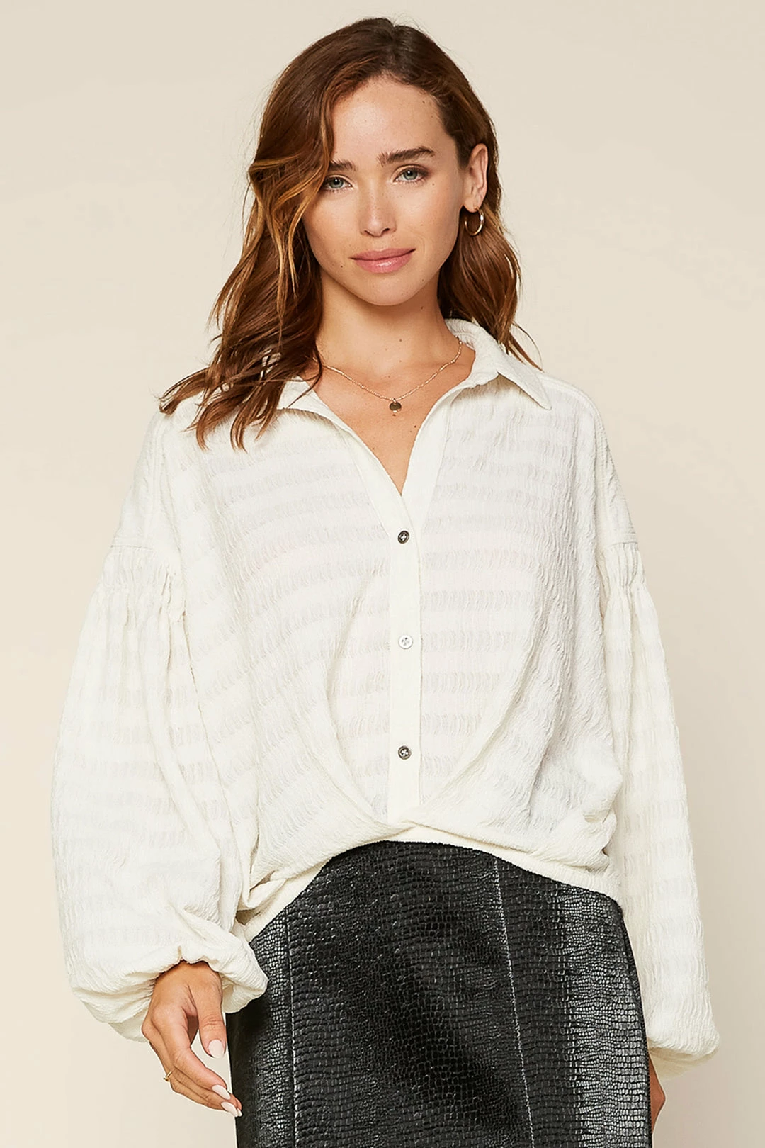 SKIES ARE BLUE Rita Textured Buttondown Top Clothing 3 SKIES ARE BLUE Rita Textured Buttondown Top Clothing