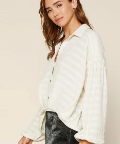 SKIES ARE BLUE Rita Textured Buttondown Top Clothing