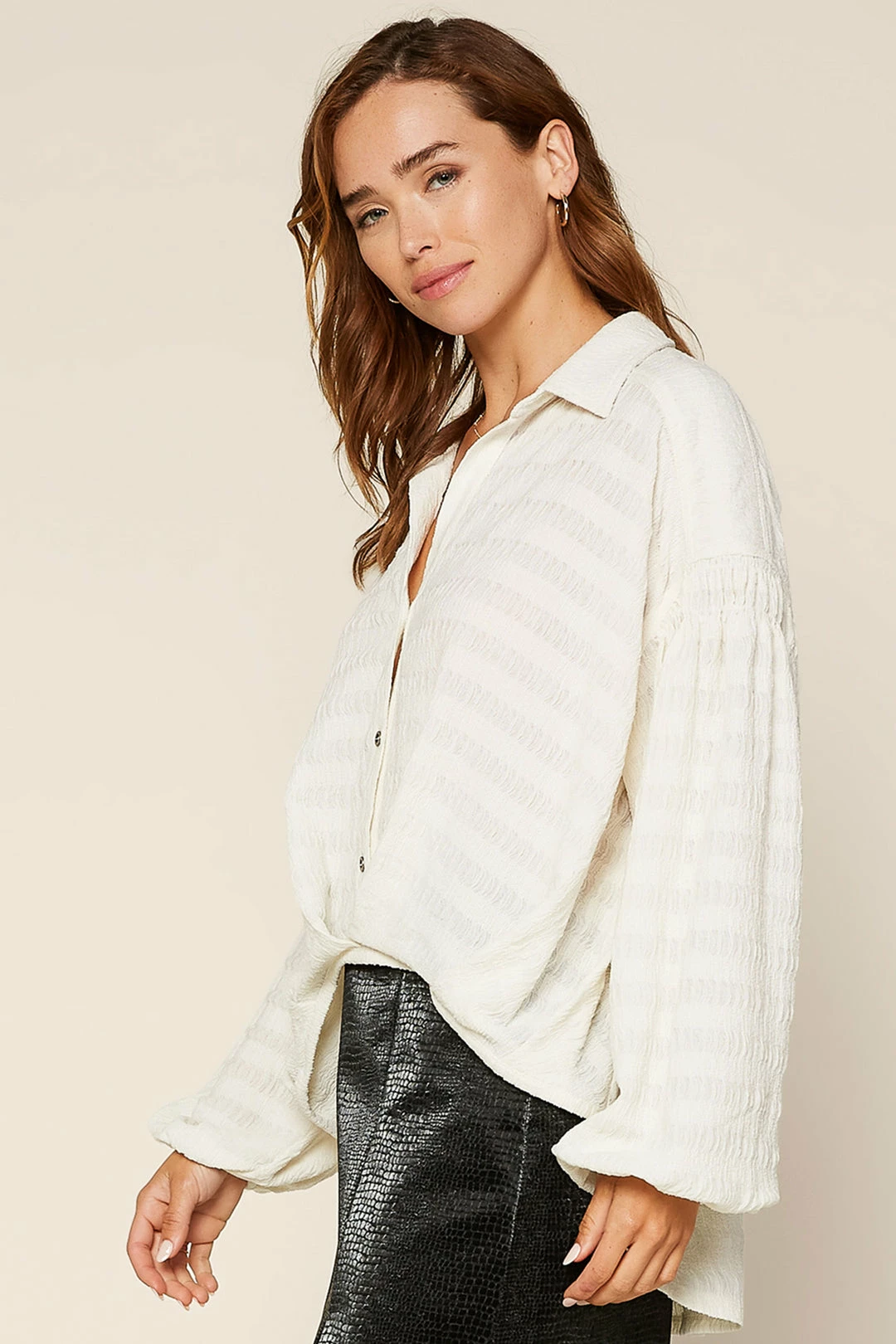 SKIES ARE BLUE Rita Textured Buttondown Top Clothing 4 SKIES ARE BLUE Rita Textured Buttondown Top Clothing