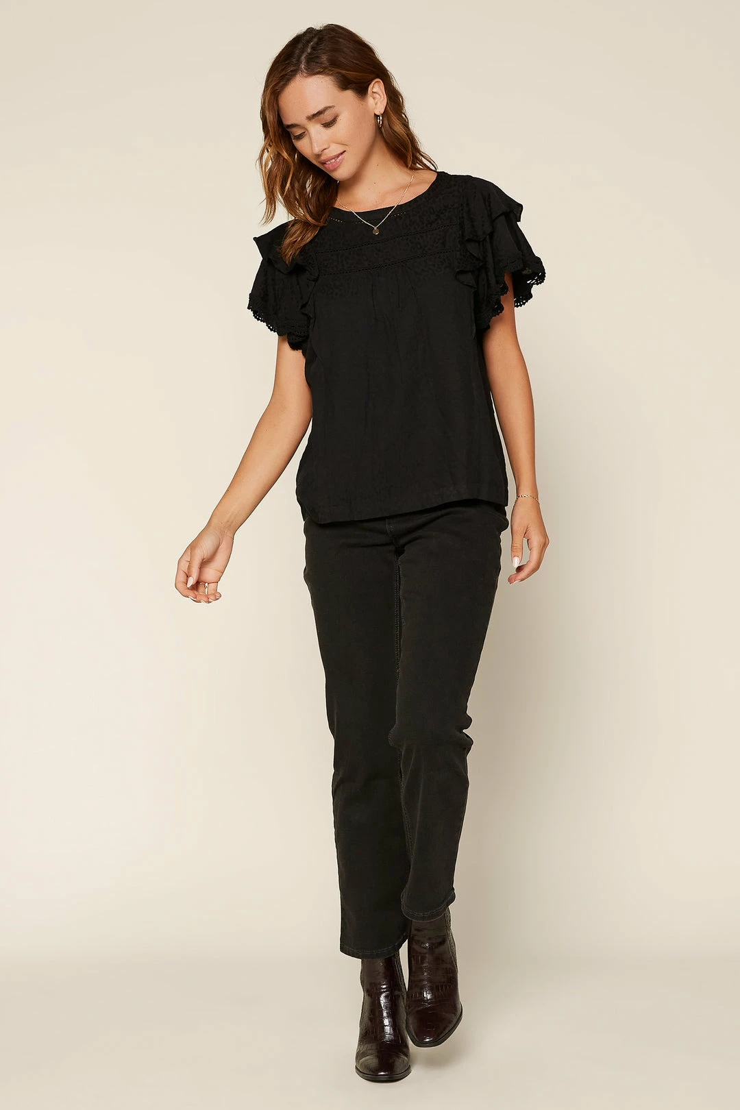 SKIES ARE BLUE Lace Trim Ruffled Top 5 SKIES ARE BLUE Lace Trim Ruffled Top