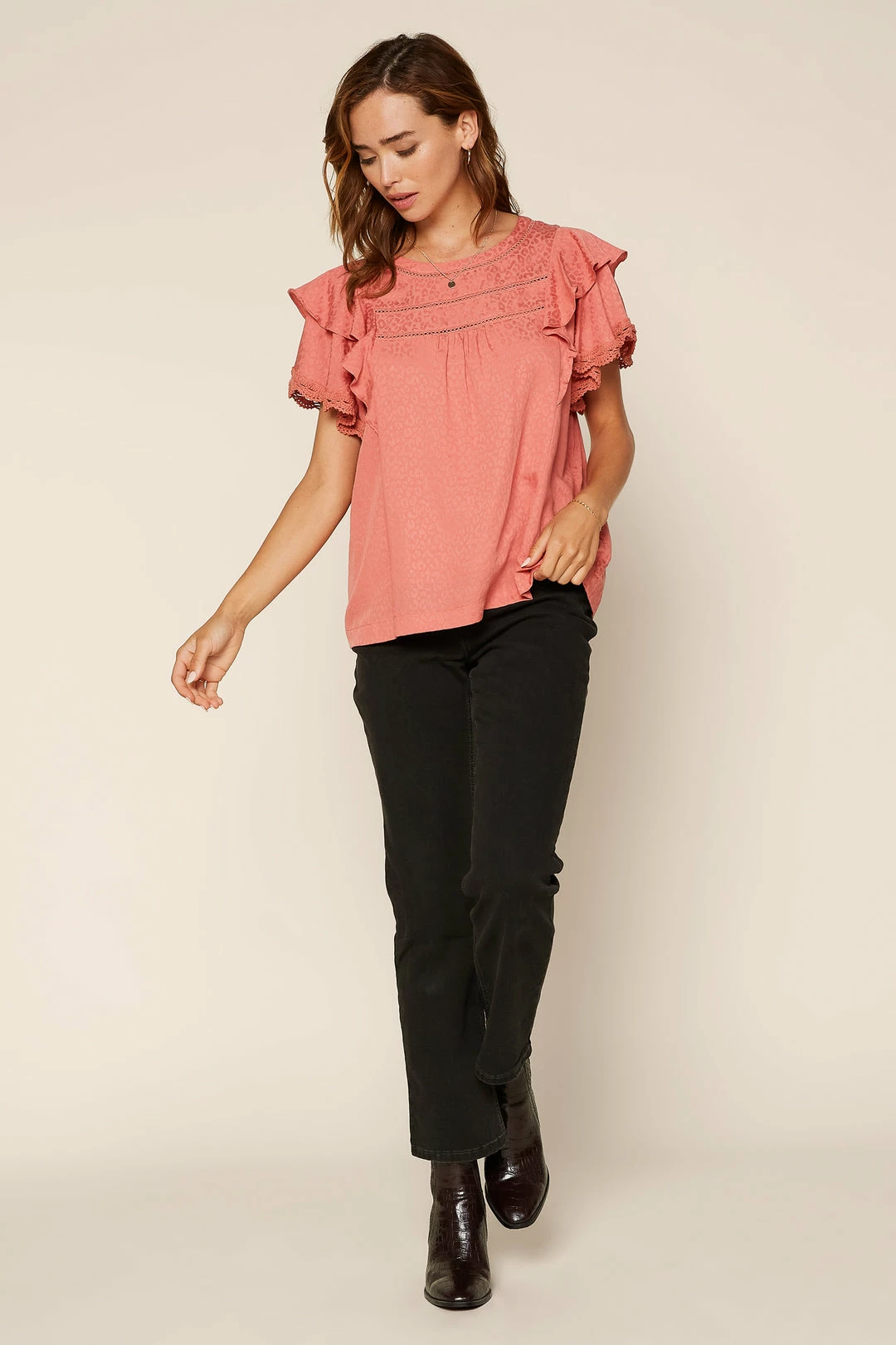 SKIES ARE BLUE Clothing Lace Trim Ruffled Top 4 SKIES ARE BLUE Clothing Lace Trim Ruffled Top