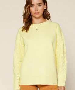 SKIES ARE BLUE Cable Knit Sleeve Sweater Clothing