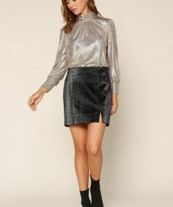 SKIES ARE BLUE Clothing Logan Croc Vegan Leather Skirt