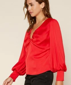 SKIES ARE BLUE Clothing Shirred V Neck Blouse 8 SKIES ARE BLUE Clothing Shirred V Neck Blouse