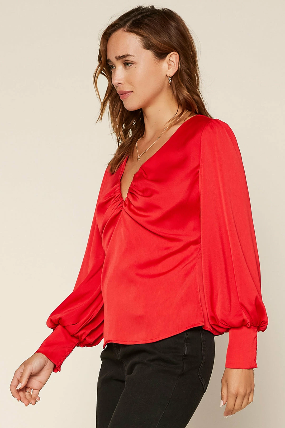 SKIES ARE BLUE Clothing Shirred V Neck Blouse 5 SKIES ARE BLUE Clothing Shirred V Neck Blouse