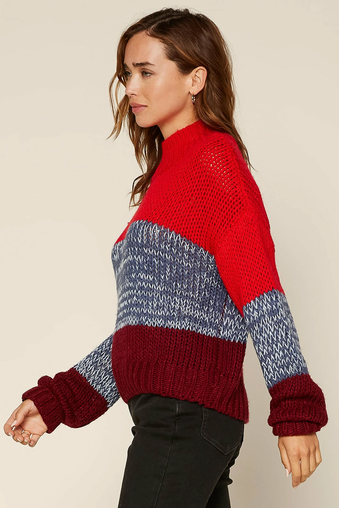 SKIES ARE BLUE Colorblock Mock Neck Sweater Clothing 4 SKIES ARE BLUE Colorblock Mock Neck Sweater Clothing