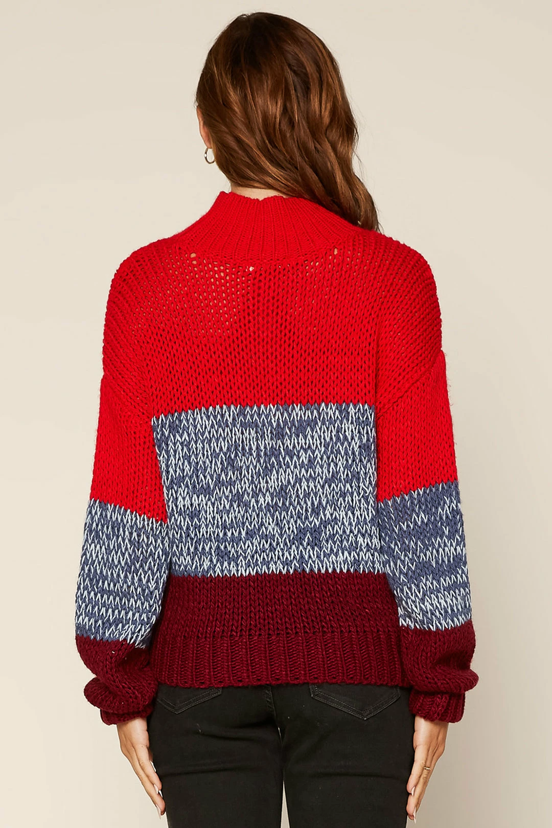 SKIES ARE BLUE Colorblock Mock Neck Sweater Clothing 7 SKIES ARE BLUE Colorblock Mock Neck Sweater Clothing