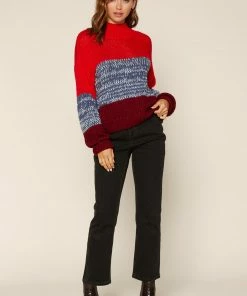 SKIES ARE BLUE Colorblock Mock Neck Sweater Clothing 10 SKIES ARE BLUE Colorblock Mock Neck Sweater Clothing