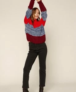 SKIES ARE BLUE Colorblock Mock Neck Sweater Clothing 9 SKIES ARE BLUE Colorblock Mock Neck Sweater Clothing