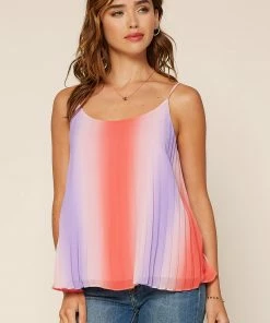 SKIES ARE BLUE Clothing Ombre Pleated Tank Top