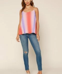 SKIES ARE BLUE Clothing Ombre Pleated Tank Top