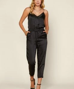 SKIES ARE BLUE Clothing Satin Waist Tie Pants