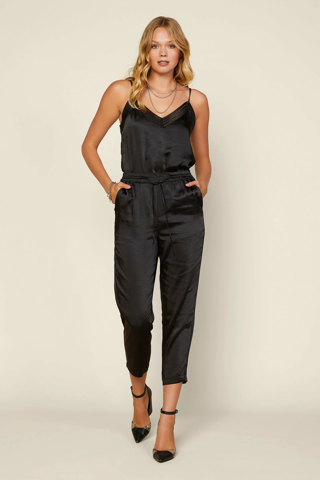 SKIES ARE BLUE Clothing Satin Waist Tie Pants 3 SKIES ARE BLUE Clothing Satin Waist Tie Pants