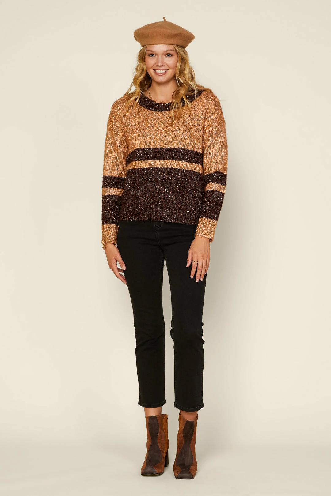 SKIES ARE BLUE Marled Two Tone Sweater Clothing 5 SKIES ARE BLUE Marled Two Tone Sweater Clothing