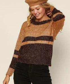 SKIES ARE BLUE Marled Two Tone Sweater Clothing