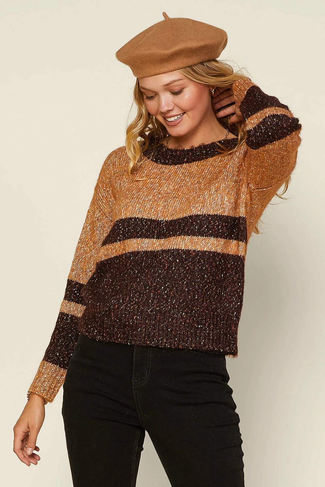 SKIES ARE BLUE Marled Two Tone Sweater Clothing 3 SKIES ARE BLUE Marled Two Tone Sweater Clothing