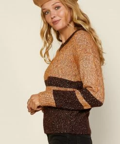 SKIES ARE BLUE Marled Two Tone Sweater Clothing