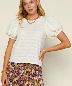 SKIES ARE BLUE Puffed Sleeve Knit Top Clothing