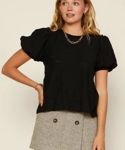 SKIES ARE BLUE Clothing Puffed Sleeve Knit Top