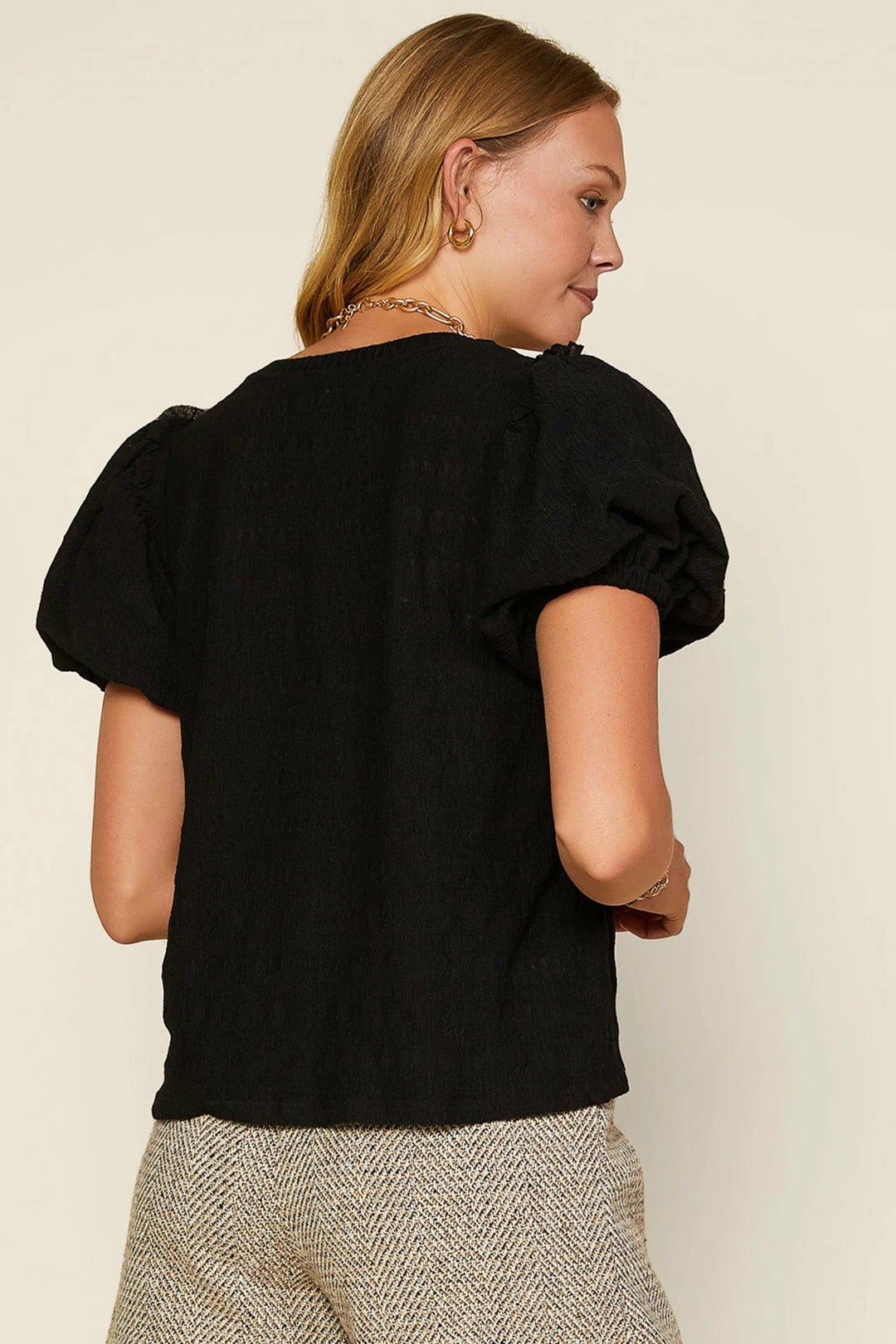 SKIES ARE BLUE Clothing Puffed Sleeve Knit Top 5 SKIES ARE BLUE Clothing Puffed Sleeve Knit Top