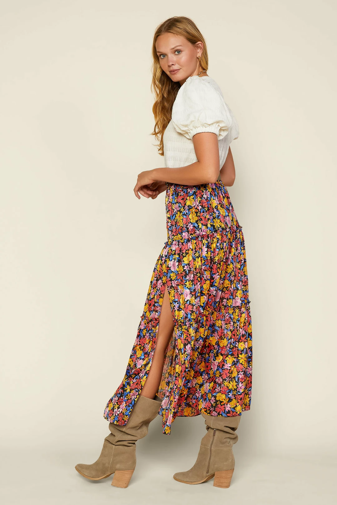 SKIES ARE BLUE Floral Tiered Maxi Skirt 5 SKIES ARE BLUE Floral Tiered Maxi Skirt