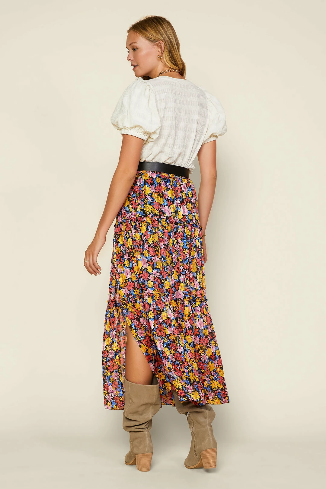 SKIES ARE BLUE Floral Tiered Maxi Skirt 6 SKIES ARE BLUE Floral Tiered Maxi Skirt