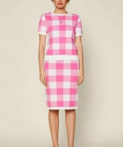 SKIES ARE BLUE Plaid Short Sleeve Sweater Sweaters