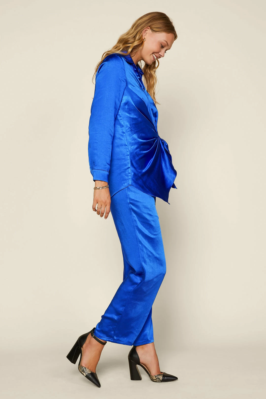 SKIES ARE BLUE Front Tie Satin Top 4 SKIES ARE BLUE Front Tie Satin Top