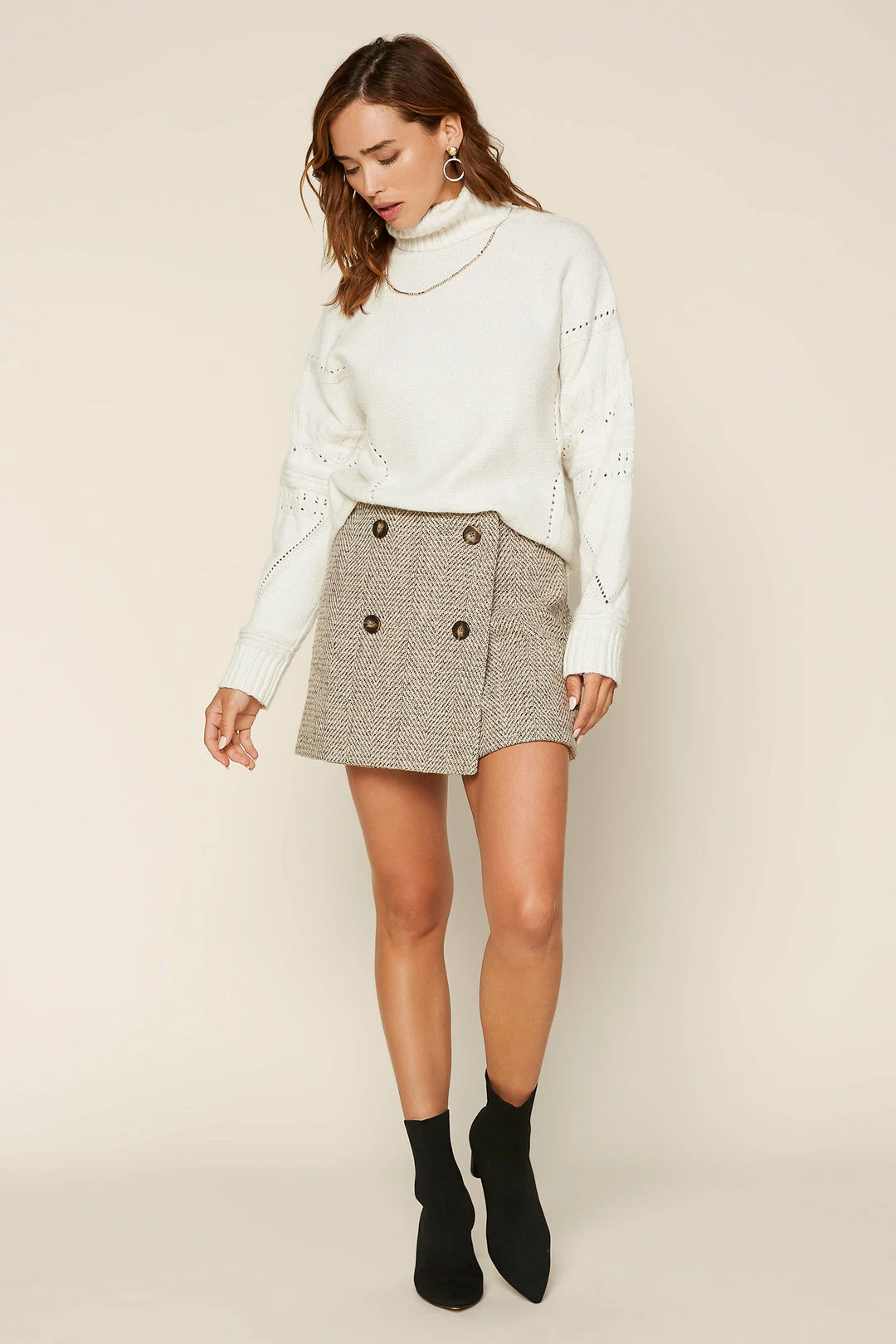 SKIES ARE BLUE Clothing Sydney Herringbone Skort 4 SKIES ARE BLUE Clothing Sydney Herringbone Skort