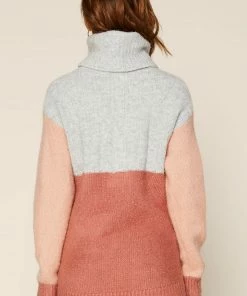 SKIES ARE BLUE Colorblock Turtleneck Sweater Clothing