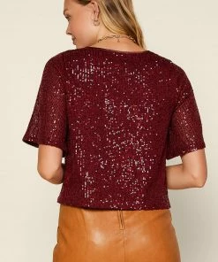 SKIES ARE BLUE Clothing Sequin Short Sleeve Top 9 SKIES ARE BLUE Clothing Sequin Short Sleeve Top