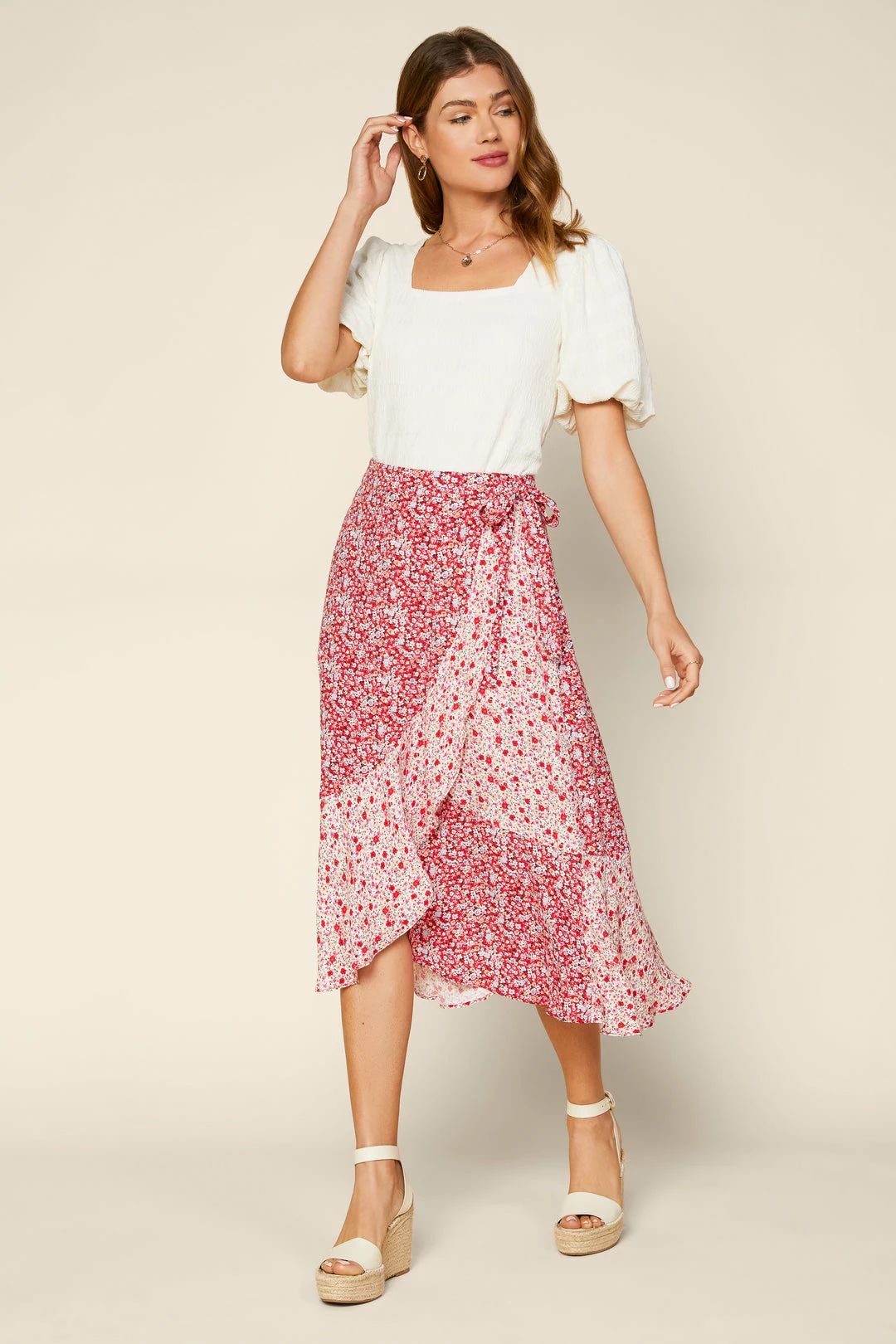 SKIES ARE BLUE Floral Ruffled Midi Skirt 3 SKIES ARE BLUE Floral Ruffled Midi Skirt