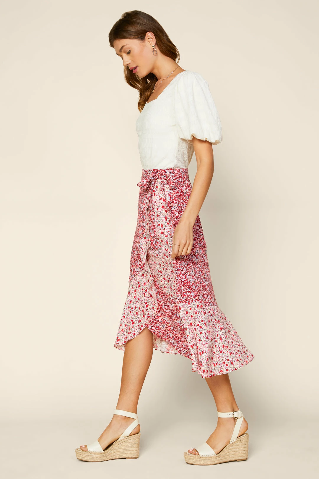 SKIES ARE BLUE Floral Ruffled Midi Skirt 4 SKIES ARE BLUE Floral Ruffled Midi Skirt