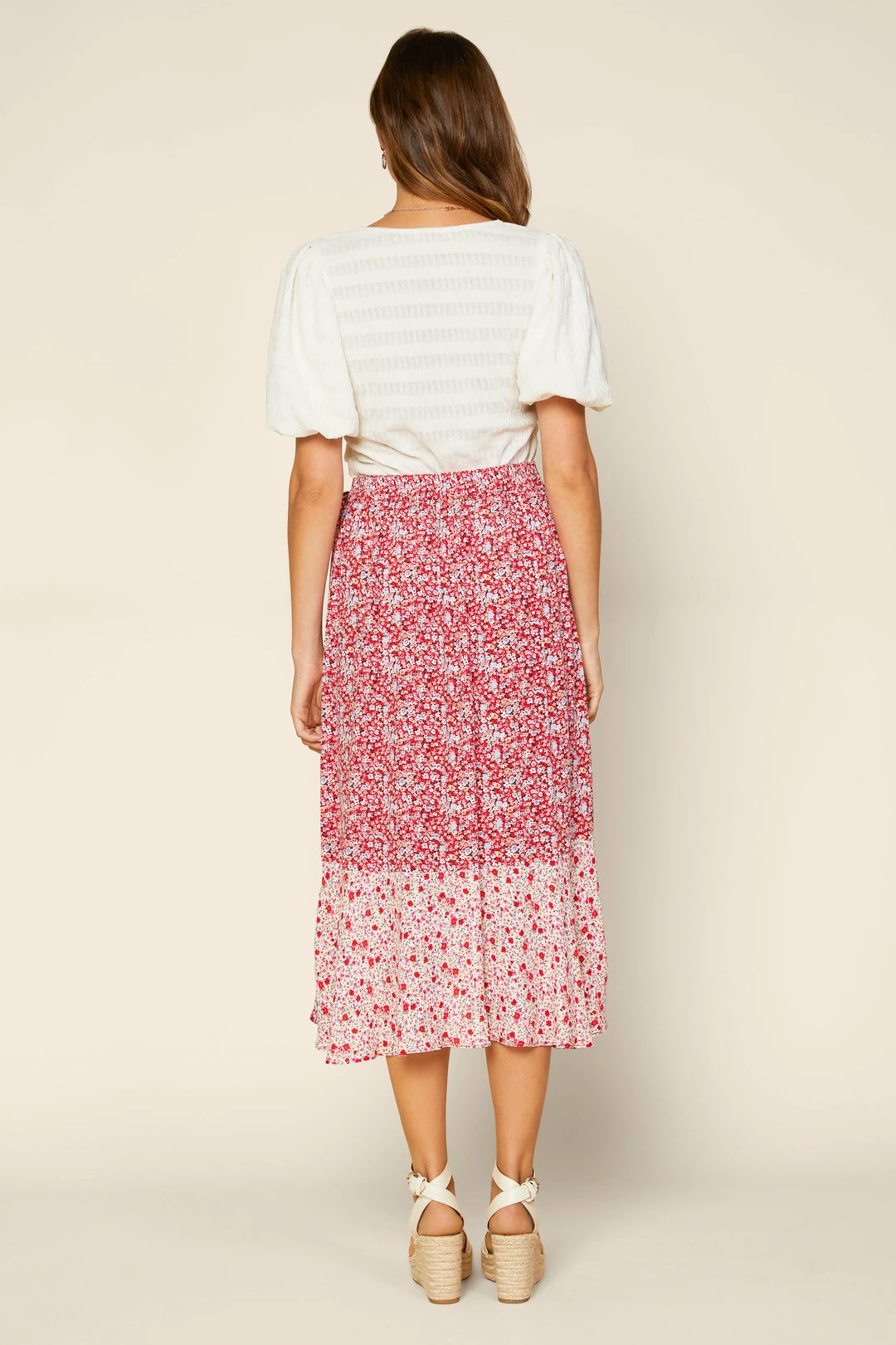 SKIES ARE BLUE Floral Ruffled Midi Skirt 6 SKIES ARE BLUE Floral Ruffled Midi Skirt