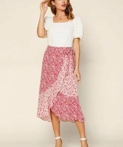 SKIES ARE BLUE Floral Ruffled Midi Skirt 8 SKIES ARE BLUE Floral Ruffled Midi Skirt