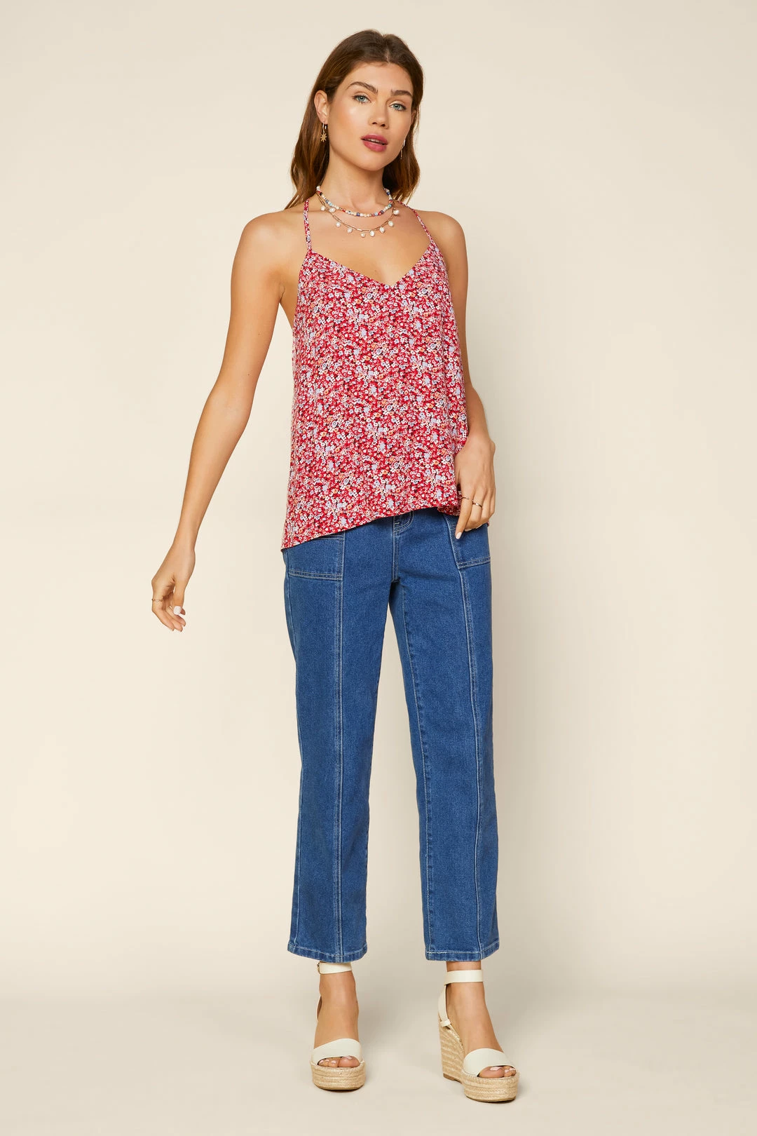 SKIES ARE BLUE Floral Color Block Strappy Cami Tops 5 SKIES ARE BLUE Floral Color Block Strappy Cami Tops