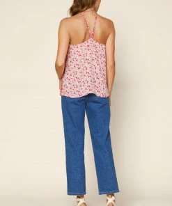 SKIES ARE BLUE Floral Color Block Strappy Cami Tops