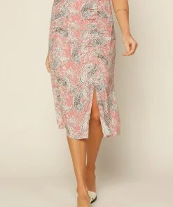 SKIES ARE BLUE Clothing Pink Paisley Ruched Skirt