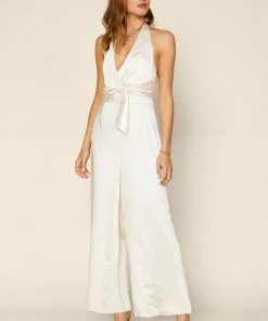 SKIES ARE BLUE Satin Halter Jumpsuit