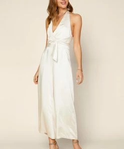 SKIES ARE BLUE Satin Halter Jumpsuit