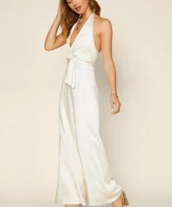 SKIES ARE BLUE Satin Halter Jumpsuit