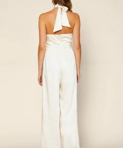 SKIES ARE BLUE Satin Halter Jumpsuit