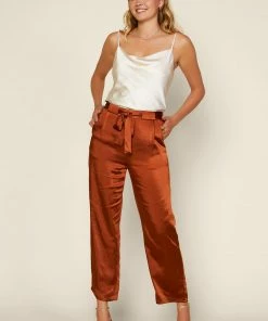 SKIES ARE BLUE Wide Leg Satin Pants Clothing