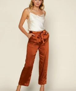SKIES ARE BLUE Wide Leg Satin Pants Clothing